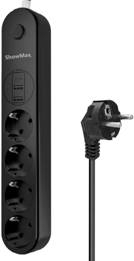 Showmax Serisi SH-2546 4lü 2M 10A 2500W 2xUSB 1xType-C Termal Akım Korumalı Priz