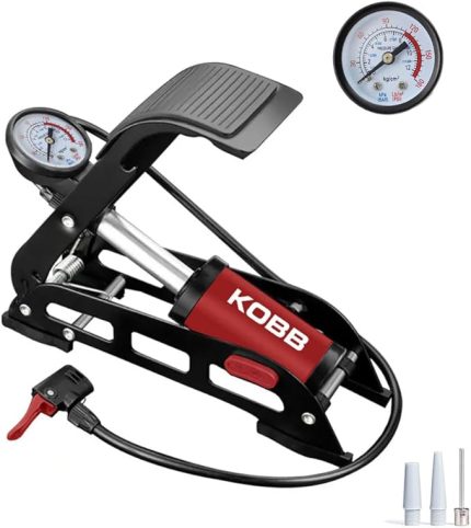 KB0901 87PSI Analog Basınç Göstergeli Ayak Pompası, Kırmızı/Siyah