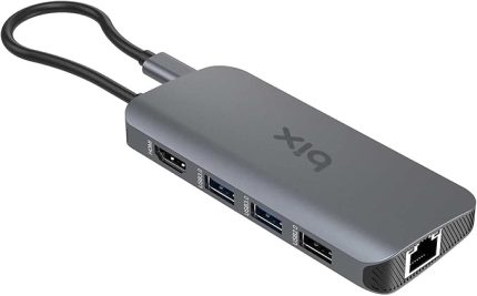 BX10HB PRO 8in1 USB C Hub 4K@60Hz HDCP HDMI, 1Gbps RJ45, 3x USB 3.2, 100W PD Port Macbook Uyumlu Dönüştürücü