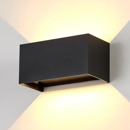 20 W dekoratif duvar lambası, su geçirmez IP65 LED duvar aydınlatması, iç ve dış mekanlarda, ayarlanabilir ışık huzmesi, dış duvar lambaları 3000 K sıcak beyaz (siyah/sıcak beyaz)