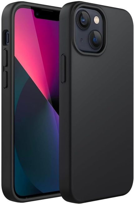 iPhone Serisi İPhone Lansman Kılıf İnce Sıvı Silikon 3 Katmanlı Tam Kaplamalı Yumuşak Jel Kauçuk Telefon Kılıfı (siyah, iPhone 13/14)