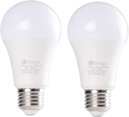 Alacakaranlık sensörlü ampul, E27 duy, LED, soğuk beyaz, 6000 K, entegre gün ışığı sensörü, 100 W, 100 Watt yerine geçer, otomatik açma/kapama, 2 adet
