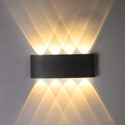 8W LED Duvar Lambası, 3000K Sıcak Beyaz Işık, IP65 Suya Dayanıklı Duvar Lambası, Modern Alüminyum LED Işık, İç ve Dış Mekan Mevcut (Siyah)