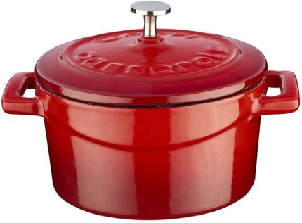 Metal Döküm Mini Tencere, Trendy, 10 cm, 0.35 L Hacim, Kırmızı