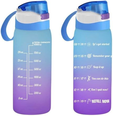 161646-160 Su Şişesi - Motivasyon Su Matarası - Suluk Mavi