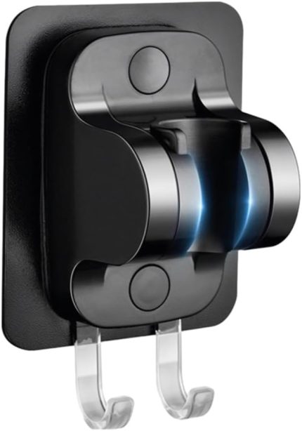 Siyah Askılıklı 3M Yapışkanlı Banyo Duş Mafsalı Duş Başlığı Askısı 15 Kg Taşıma Kapasiteli Mafsal Tutacak