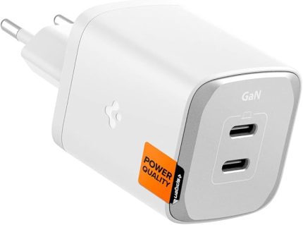 65W USB-C 2 Port Mini Hızlı Şarj Aleti Samsung PPS 2.0 / Isı Düşürücü GaN III Destekli Akım Korumalı Güç Adaptörü iPhone & Android & iPad & MacBook Type-C PE2204 White - ACH05164