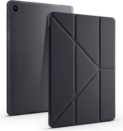 Galaxy Tab A9 8.7 İnç X110/X115 Uyumlu Kalem Bölmeli Silikon Tablet Kılıf – Smart Cover Katlanabilir Kapaklı, Stand Fonksiyonlu, Manyetik Kapanışlı (Siyah)