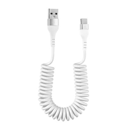 Type-C Spiral Tasarım USB Şarj ve Data Kablosu 1 metre Beyaz - AL3999