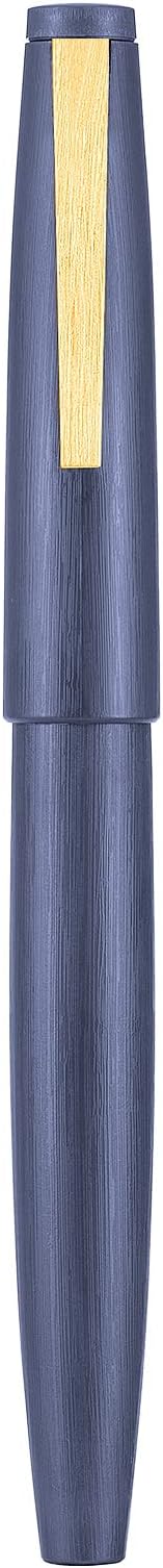 Jinhao 80 Koyu Mavi Fiber Fırçalı Dolma Kalem, Dönüştürücü ve Küçük Kalem Çantası Seti ile İnce Uç (Altın Klips)