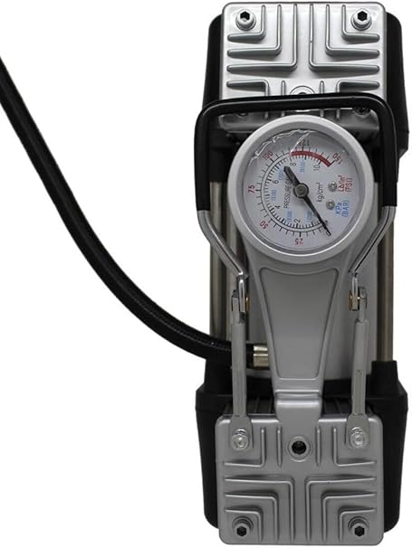 Oto Lastik Şişirme Kompresörü Hava Pompası Metal Çift Silindirli Profosyonel - Görsel 5