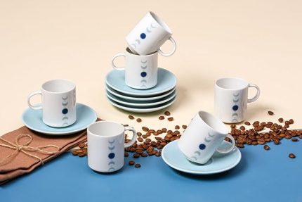 Eclipse Turkuaz 6 Kişilik Kahve Takımı 90cc