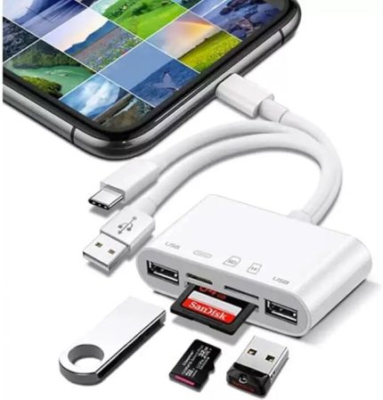 NK1032 Pro Type-C Lightning Usb-A To 2x Usb3.0 Sd Tf Pd Kart Okuyucu Çevirici Hub Adaptör