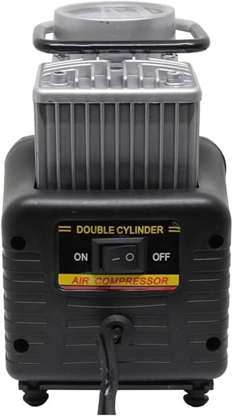 Oto Lastik Şişirme Kompresörü Hava Pompası Metal Çift Silindirli Profosyonel - Görsel 4