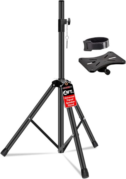Core Hoparlör Standı Tripod Zemin Ayarlanabilir Kadar 48 Inç DJ Stüdyo Monitör Standları Kutup Montajı-SS HD 1PK 4FT
