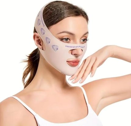 Şekillendirici Maske, V Çene Sıkılaştırıcı Band, Yüz ve Boyun İncelten Maske, Ten Rengi