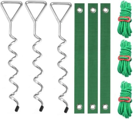 Ağaç Kazığı Seti, Ağır Hizmet Spiral Ağaç Kazıkları ve Eğik Ağaçlar ve Genç Ağaçlar için Destekler Gümüş Düzleştirici