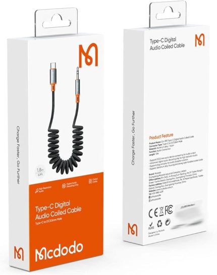 Ca-0900 Spiralli Type-C To 3.5Mm Aux Ses Kablosu 1.8M