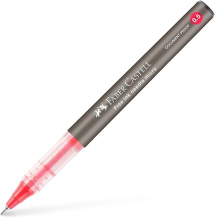 Free Ink Roller Kalem 0.5, Kırmızı, Silinmez Kalıcı Mürekkep, İğne Uçlu, Akıcı Yazım, Mürekkep Göstergeli