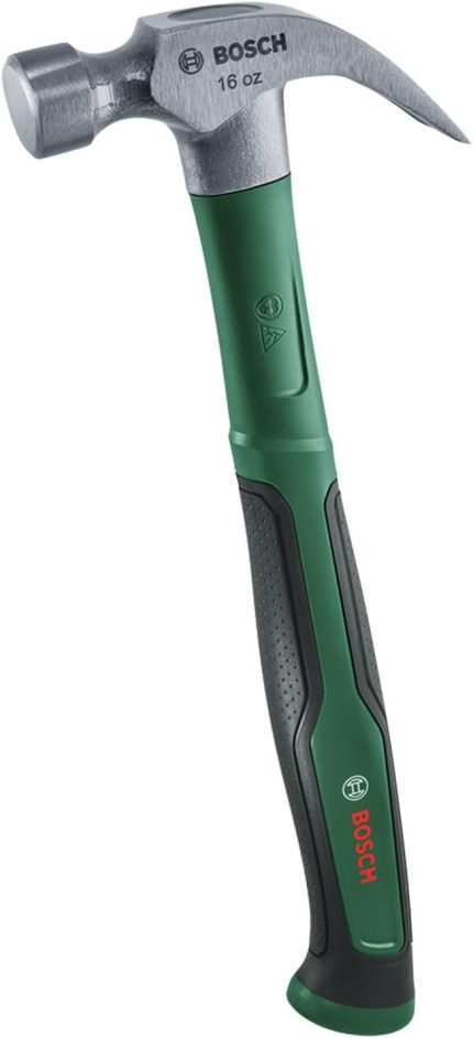 Tırnaklı çekiç 450 g (ekstra büyük darbe yüzeyi; sağlam karbon çelik; V şeklinde pençe; cam elyaf çekirdekli rahat yumuşak sap; düşük titreşim)