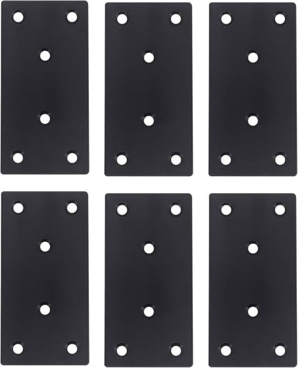 Düz Bağlantı Bağlantı Plakaları, 6'lı Paket (100 x 50 x 2 mm), Metal Kereste Sabitleme Onarım Konektörü Plaka Panosu Pencere Mobilya Braketleri