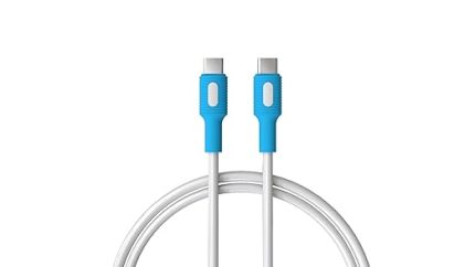Coral Type C-C Power Delivery Hızlı Şarj Kablosu, Beyaz Kablo, Beyaz/Mavi Uçlar (150 CM)