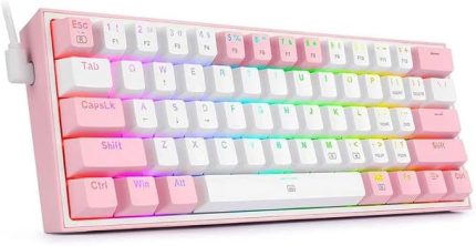 K617-RGB 16,8 Milyon RGB Aydınlatma, Red Switch Fizz%60 Q Türkçe Kablolu Mekanik Oyuncu Klavyesi Beyaz Pembe