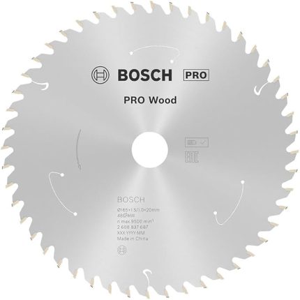 Professional Accessories 1 x Daire Testere Bıçağı Standard For Wood (Ahşap, Testere Bıçağı 165 x 20 x 1,5 mm, 48 Diş, Aksesuarlar Akülü Daire Testere)