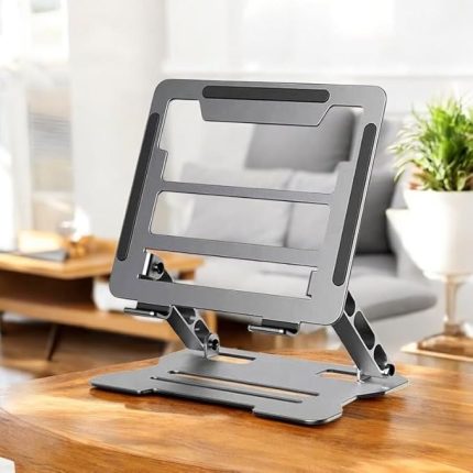 Trend Laptop/Notebook/Macbook ile Uyumlu Yüksek Kalite Katlanabilir Yükseklik Ayarlı Metal Masa Üstü Tablet Laptop Standı Gri Renk