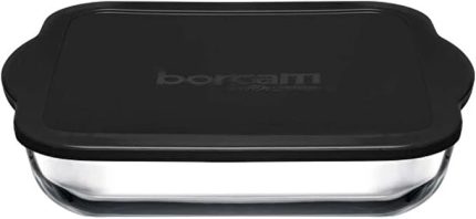 Borcam Fırın Tepsileri 3200cc Plastik Kapak Siyah Kapak, 59024, Şeffaf
