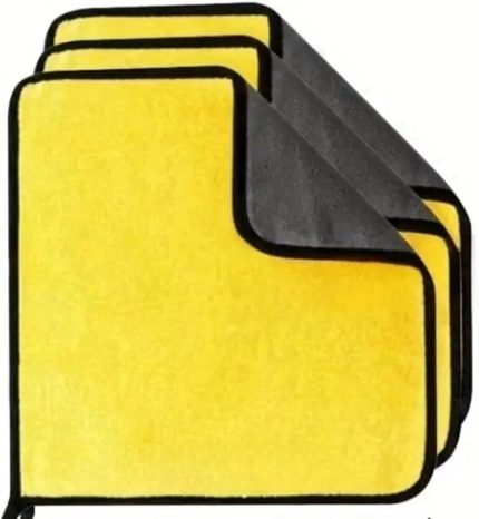 Hassas Temizlik Bezi, Çok Amaçlı Nano Teknoloji, 30x30 cm, Araba ve Ev Temizliği, Çift yönlü, Sarı-Gri (1 ADET)