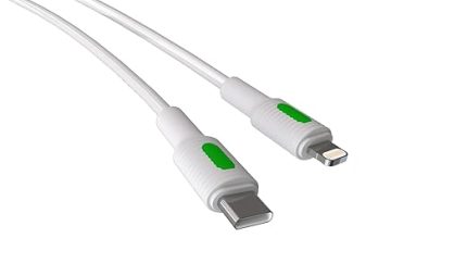 Type C-Lightning PD Hızlı Şarj Kablosu (Beyaz + Yeşil/Beyaz Uç) (150 CM)