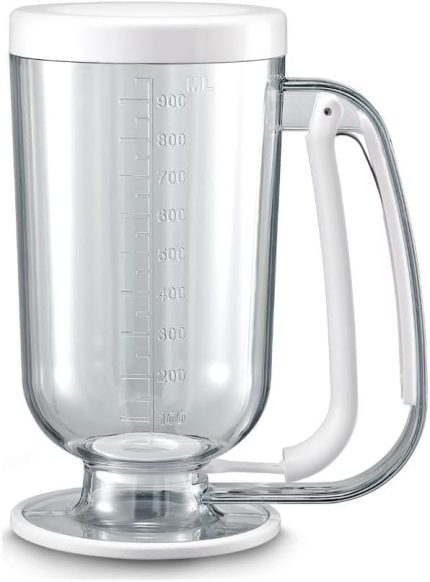 Pratik Ölçekli Hamur Porsiyonlayıcı Aparat Pankek Krep Kek Dağıtıcı Ölçülü Krema Akıtma Dökme Aleti (Beyaz)