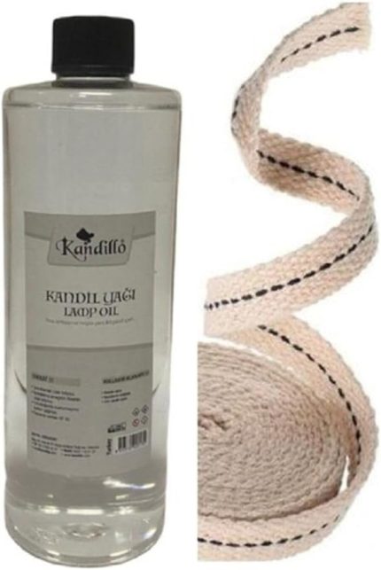 Magnet Kandillo Şeffaf Kandil Yağı Kokusuz Dumansız Iç Mekan Gaz Lambası Yağı 400 Ml + 1 Metre Fitil