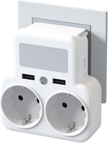 Simple is Beauty WL09 Akıllı Çoklu Duvar Prizi, 2 AC + 2 USB Çıkışlı, Telefon Tutuculu,Smart Gece Lambalı, 4000W Güç Kapasiteli, EU Standart, Priz Üstü Şarj Standı, 750°C'ye Kadar Yangına Dayanıklı Malzeme, Beyaz
