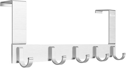 Elbise Askısı Gardırop Askısı Yatak Odası Banyo Mutfak Kapısı için 5 Kanca, Alüminyum Alaşım