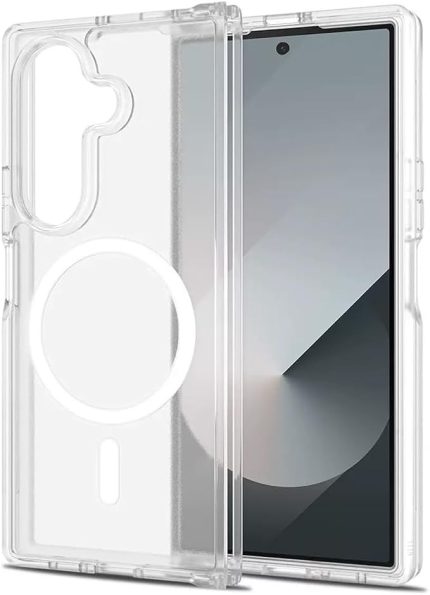 Galaxy Z Fold 7 Kılıf M-safe Şarj Özellikli Şeffaf Sert Silikon Kapak Emb