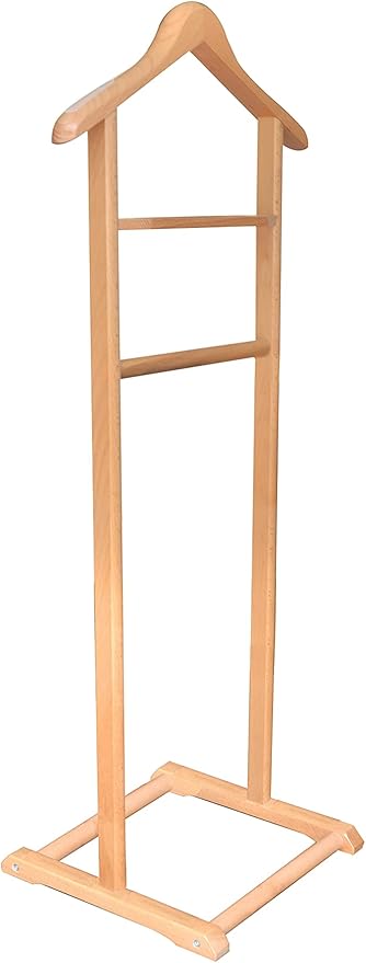 Ahşap Dilsiz Uşak Naturel Renk Tekli Ayaklı Askı