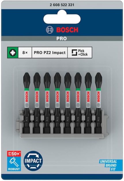 Professional Accessories 2608522331-Tornavida Ucu "SET" Impact Control PZ2 50 mm 8-parça, 0 W, 0 V