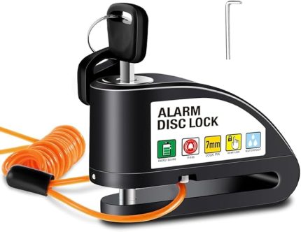 Kilidi, Fren Diski Kilidi, Alarm 110 dB, Yüksek Sesli Motorsiklet AlarmlıDisk Kilidi, 1,5 m Hatırlatma Kablolu