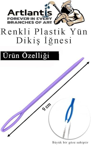 ve Kıvrımlı Plastik Yün İğnesi 20 Adet 1 Paket Plastik Dikiş Dokuma İğnesi Kavisli İplik İğne Goblen - Görsel 4