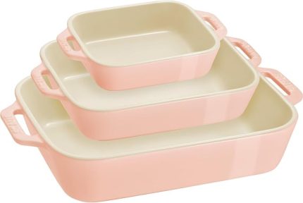 Seramik Fırın Kabı Seti 3'lü Pembe