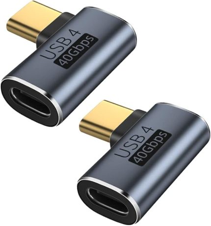 USB C 90 Derece Açılı Adaptör (2'li Paket) - Samsung, MacBook ve Diğer USB-C Cihazları ile Uyumlu