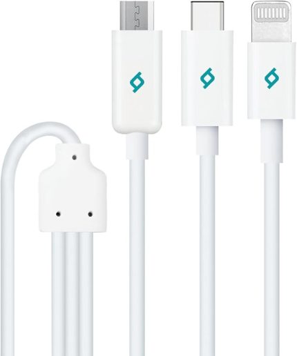 Trio Şarj Kablosu Type-C-Lightning-Micro USB - Beyaz (2DK7521)