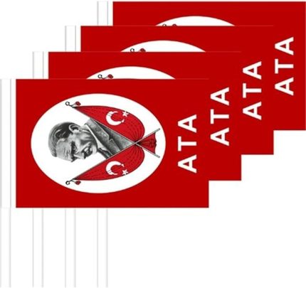 Adet Sopalı Atatürklü Türk Bayrağı 13 X 20 Cm
