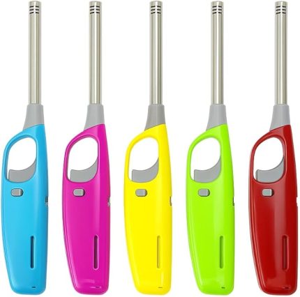 Gazlı Çakmak – Renkli, Güvenlik Kilitli, Ayarlanabilir Alevli, Yeniden Doldurulabilir, Mum, Ocak, Şömine, Mangal İçin