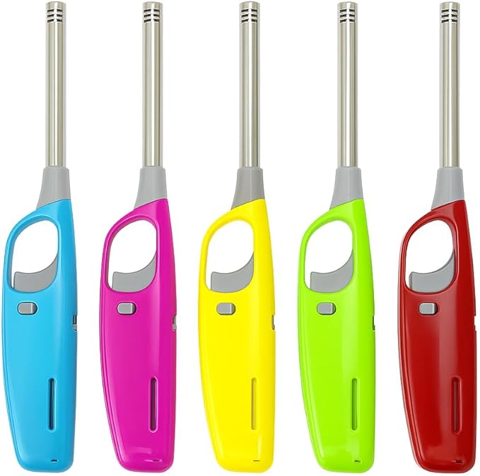 Gazlı Çakmak – Renkli, Güvenlik Kilitli, Ayarlanabilir Alevli, Yeniden Doldurulabilir, Mum, Ocak, Şömine, Mangal İçin