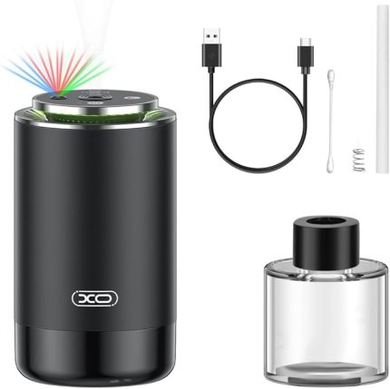 Simple is Beauty Akıllı Araç İçi Koku Dağıtıcı CZ022 | USB Şarjlı, 360° Koku Yayılımı, Ultra Sessiz, 300mAh Batarya, 50ml Kapasite, 4 Kademeli Ayar, Yenilenebilir Kartuş, RGB Gece Işığı, Koku Giderici,12 CM, Siyah