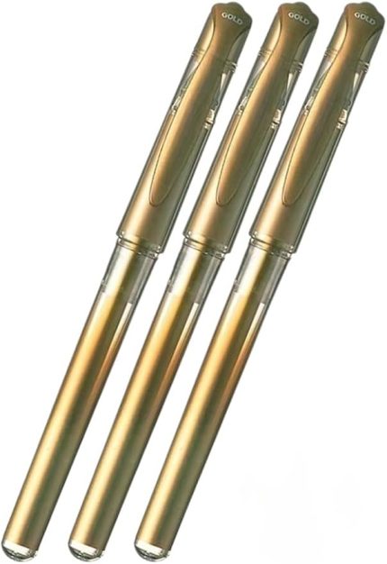 Sarı İmza Kalemi 3 Adet Uniball Signo Broad 1.0 mm Roller Pilot Kalem Um-153 Yaldızlı Davetiye Kalemi Mürekkepli
