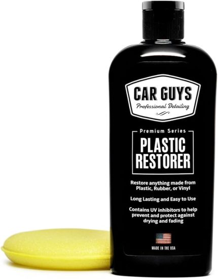 GUYS Plastik Restoratör | Plastik, Kauçuk ve Vinili Hayata Döndürür! | Kullanıcı Dostu Trim Restoratörü | Güvenli Otomatik Detaylandırma Malzemeleri | Köpük Aplikatörlü 226 ml Kit